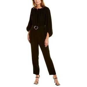 Lafayette 148 New York Ellis Bishop Sleeve Straight Leg Jumpsuit - Black